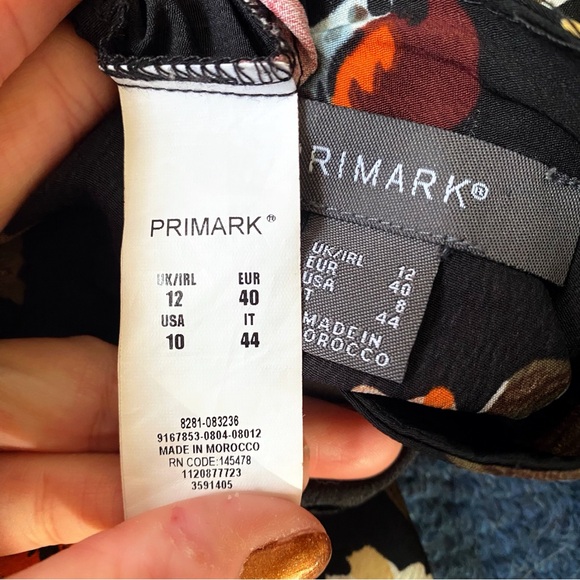 🖤 PRIMARK BOHO BLACK MULTI FLORAL BIRD CAPRI SLEEVE MOCK NECK MINI DRESS! - Picture 11 of 12
